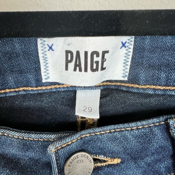 Paige Skyline Skinny Jeans Dark Blue Wash Denim Stretch Mid Rise USA  Size 29x31 - Picture 2 of 10